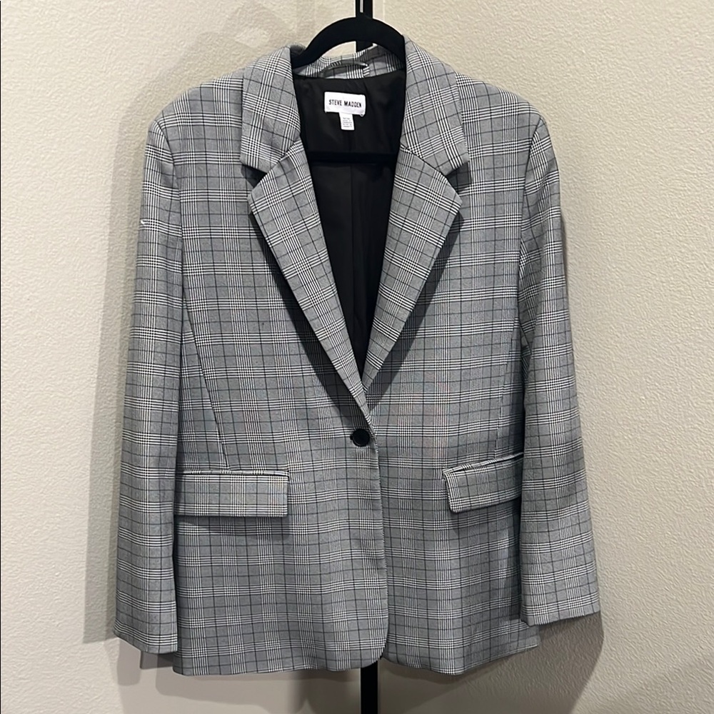 Steve Madden Gray Plaid Blazer
